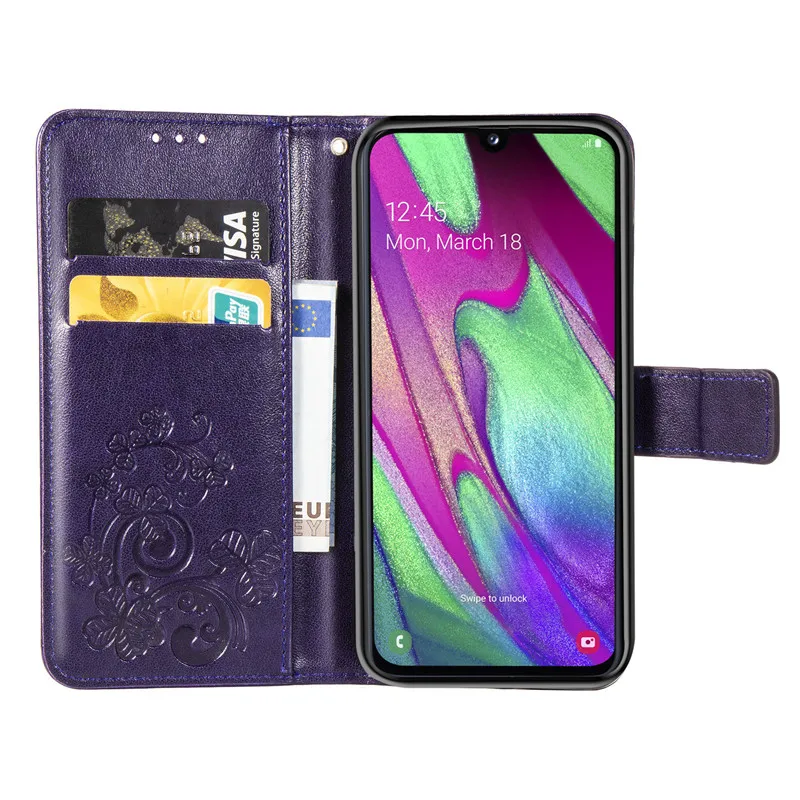 Кожаный чехол книжка с подставкой и отделением для карт Samsung A10 A20 A30 A40 A50 A70 A80 A90 A10S