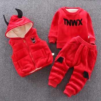 

Fashion Infant Clothing Winter Baby Suit Baby Girls Clothes Baby Boys Clothes Thick Coat + Top+ Pants Warm Baby Set