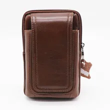 Чехол для мобильного телефона из натуральной кожи 5,5-6 дюймов, чехол для сотовых телефонов, сумка на молнии, мужская сумка через пояс, поясная сумка