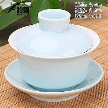 

Longquan celadon tureen tea bowl large single three ceramic tea set tea kungfu jingdezhen blue and white porcelain