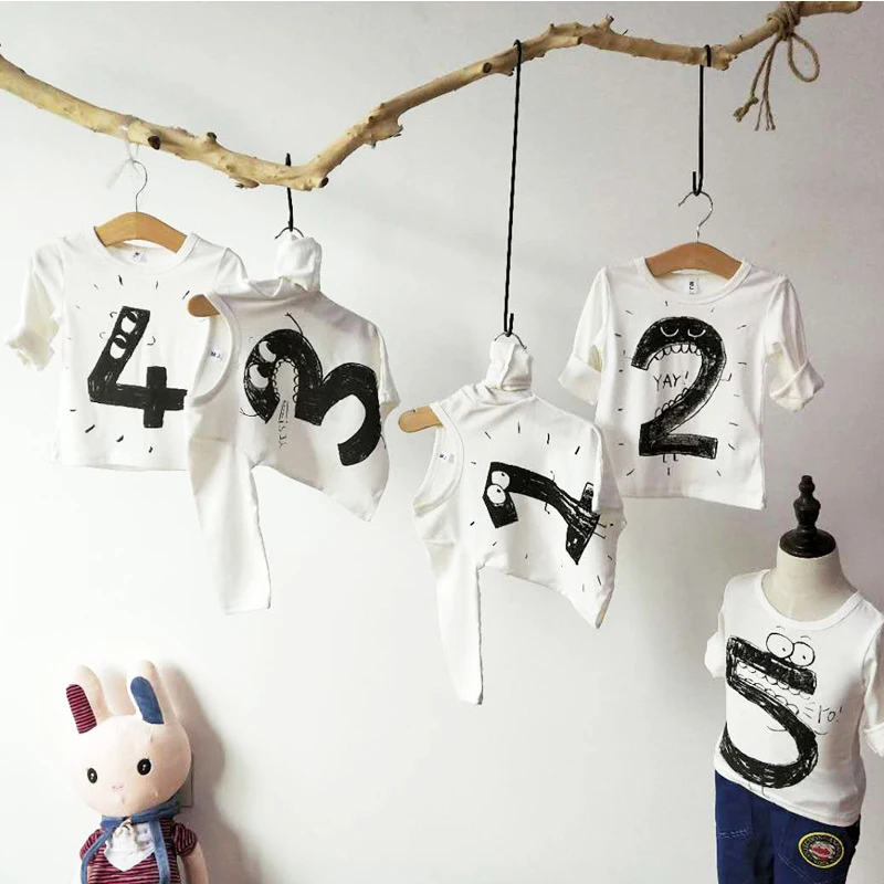 

INPEPNOW Happy Birthday Child T-shirts for Girls Tops White Boys T Shirt Cotton Kids Long Sleeve Tshirt Children Clothes Gift 19
