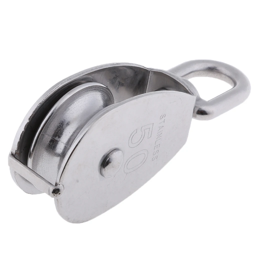 50mm Single Sheave Pulley Block with Swivel Eye 304 Stainless Steel