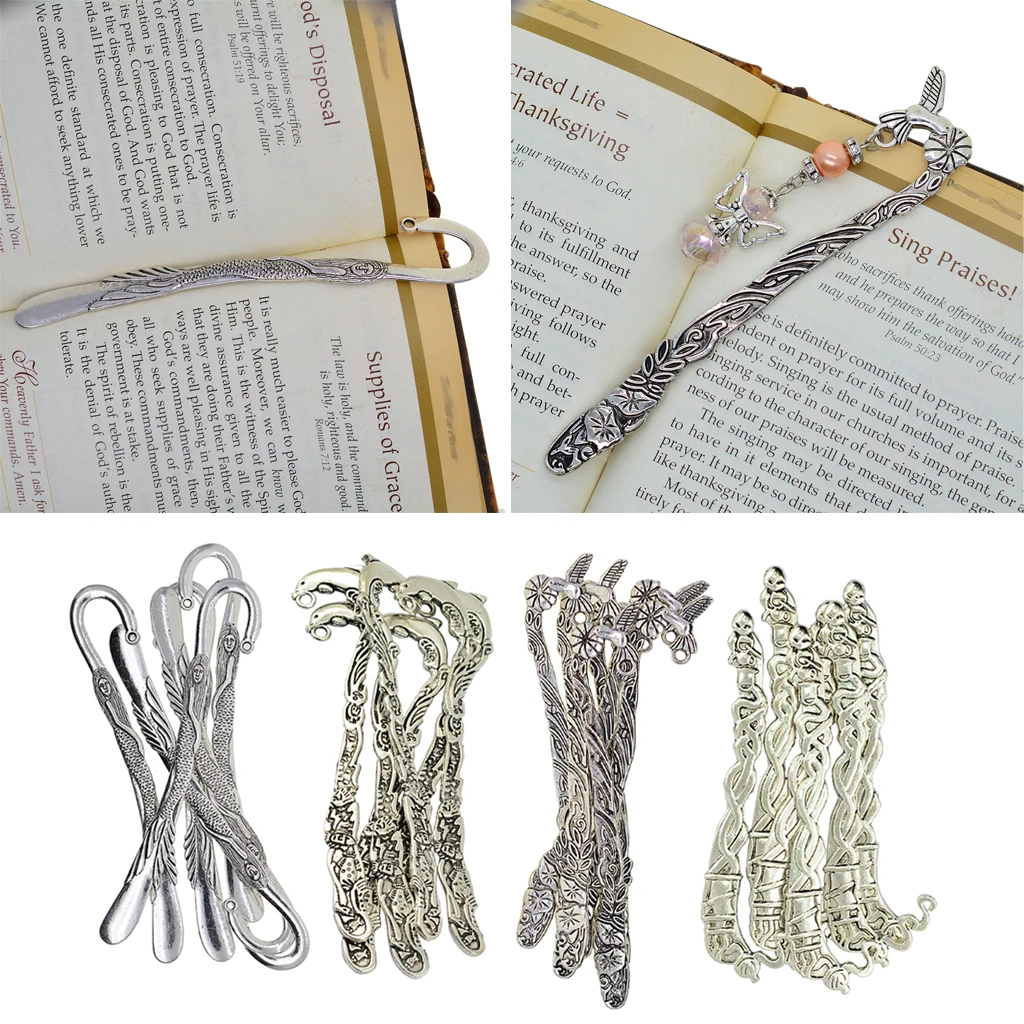 

24x Tibetan Silver Carved Hook Bookmarks Metal Bookmark Beading Jewelry DIY