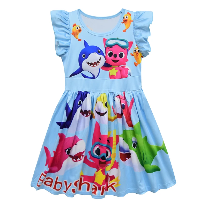 Милое Повседневное платье для маленьких девочек от 2 до 8 лет, одежда с рисунком единорога из мультфильма «История игрушек» Детские вечерние платья принцессы Эльзы и Ариэль - Цвет: Sea