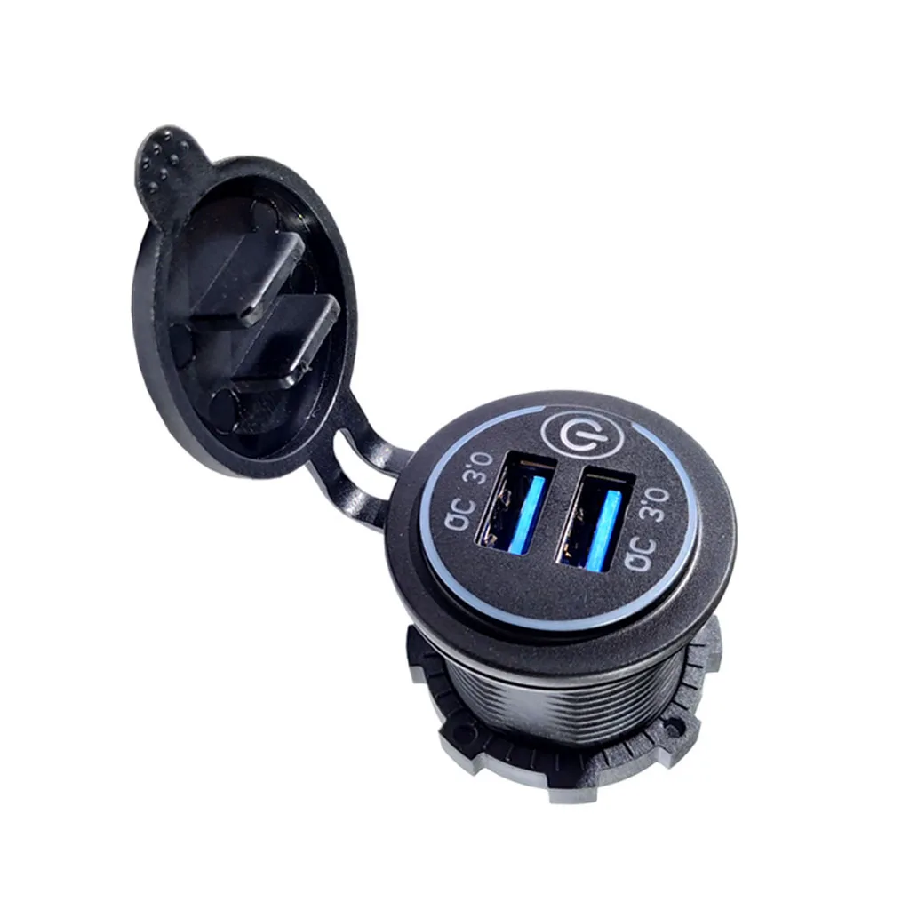 12 V/24 V Dual USB Автомобильное зарядное устройство QC 3,0 светодиодный быстро Зарядное устройство сенсорный выключатель для машине мотоцикле лодке