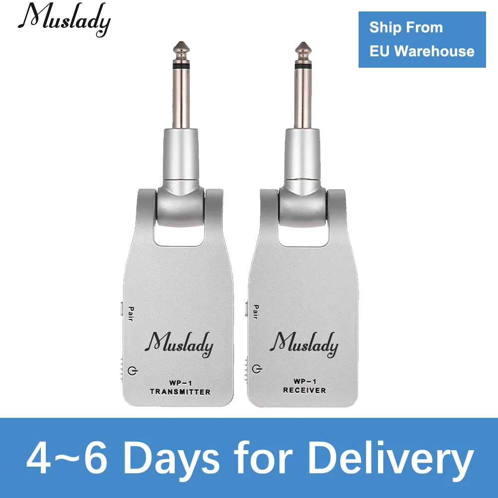 

Muslady 2.4G Wireless Guitar System Transmitter and Receiver Built-in Rechargeable Lithium Battery 30M Transmission Range