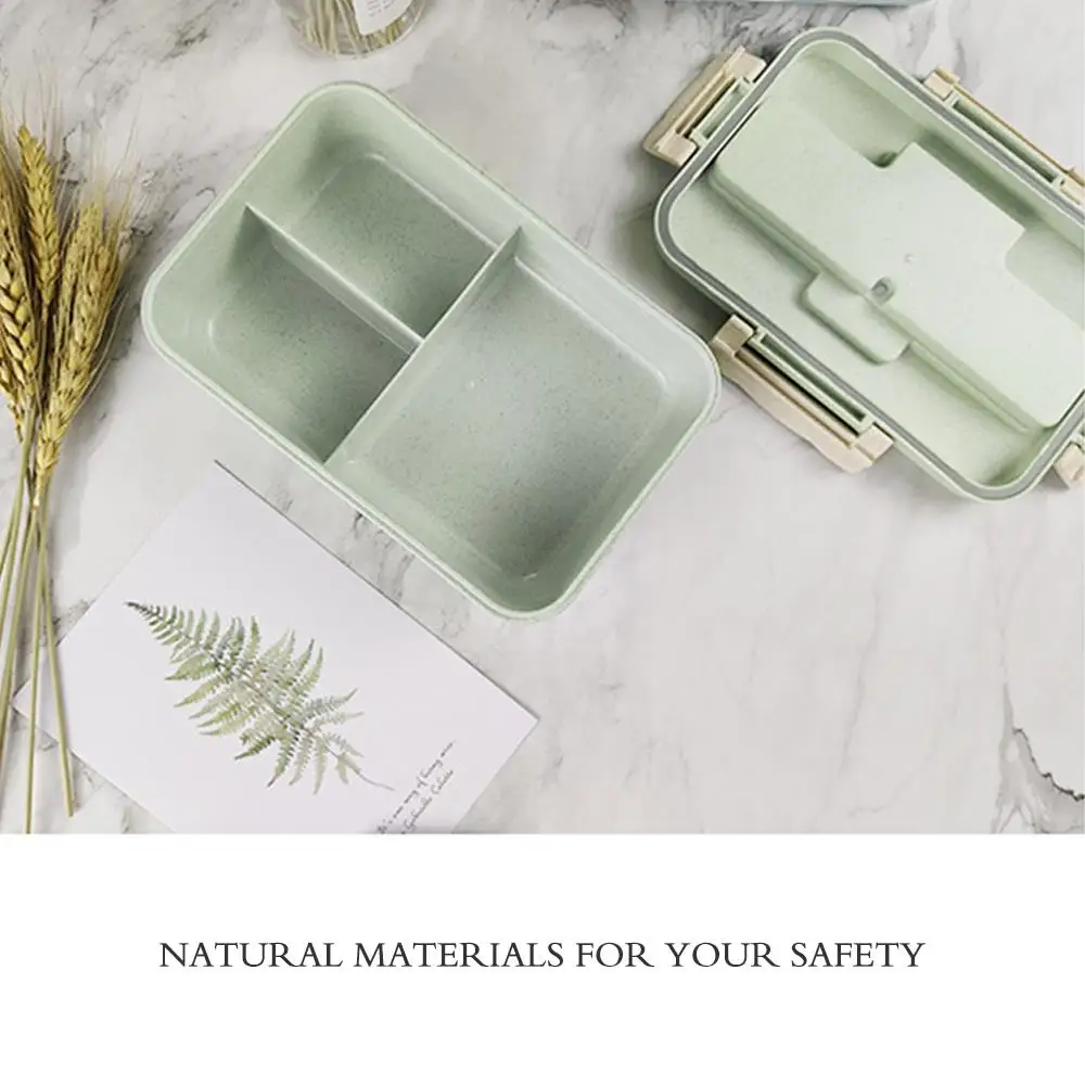 

Pp Elegant Lunch Box with Lid Picnics Portable Office Bento Box Camping Durable Wheat Straw School Travel