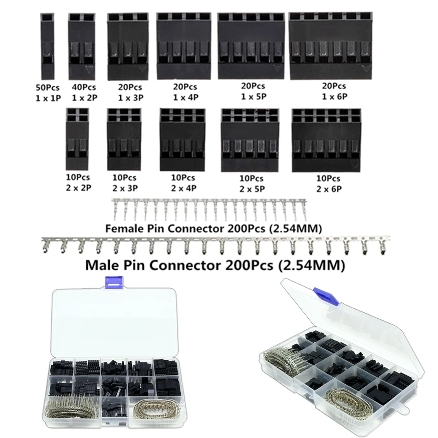 620Pcs Dupont Connector 2.54mm, Dupont Cable Jumper Wire Pin