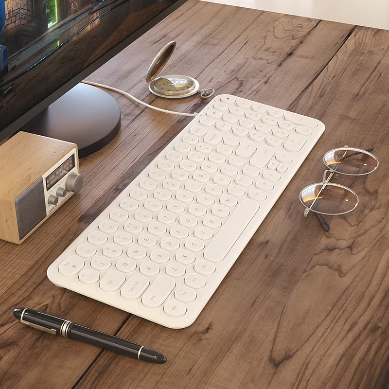 Round Key Thin Wired Keyboard, Teclado silencioso
