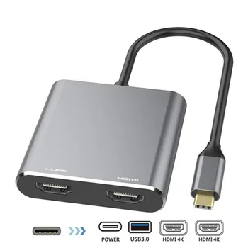 

HDMI Type C 4K C to Dual HDMI USB 3.0 Adapter Charging Port Converter Cables For MacBook For Samsung Dex Galaxy S10 / S20 Hot