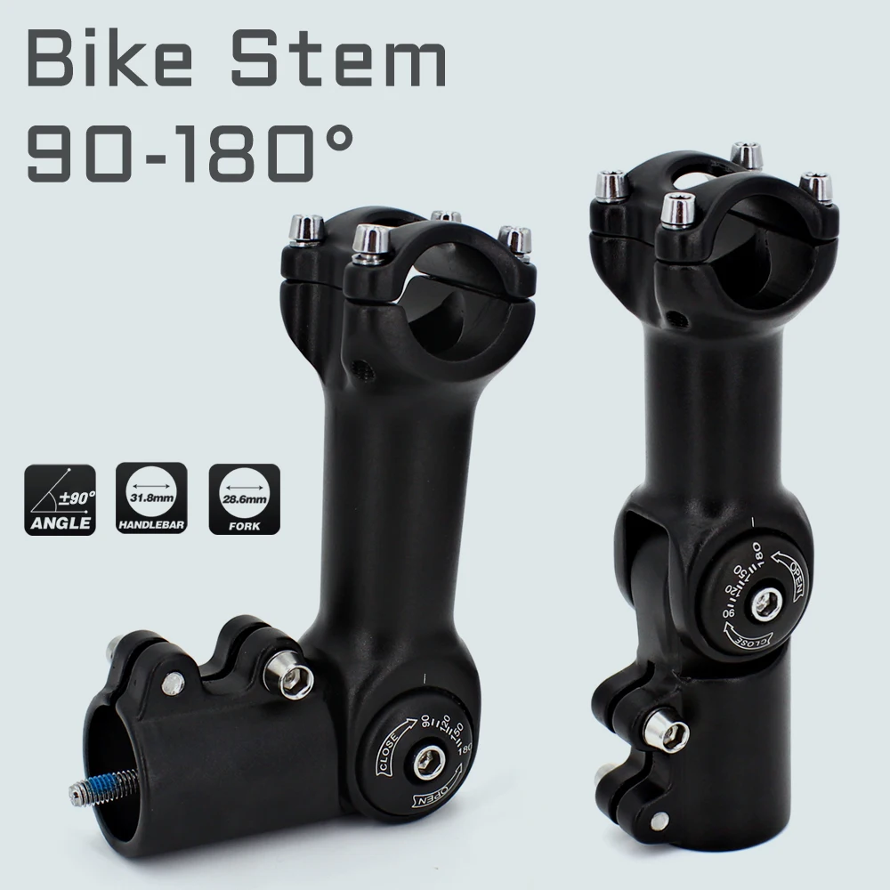 Adjustable 90180 Aluminium Bike Stem Riser 25.4/31.8mm Handlebar 90mm