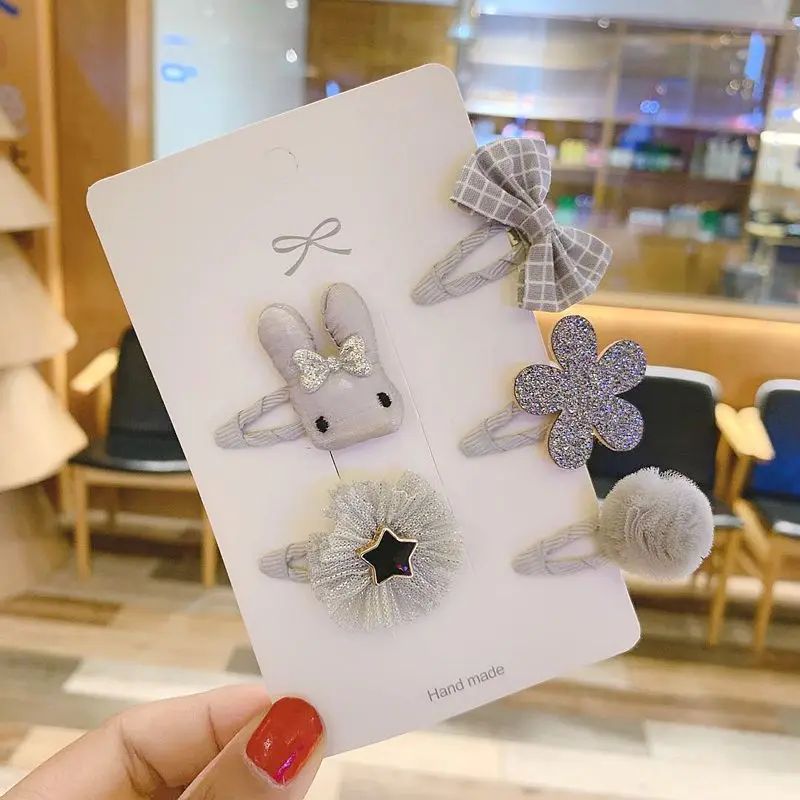 Girls Hair Accessories 5/6pcs/Set Hair Clips for Girls Baby Cute Cartoon Animal Kids Hairpins Flower Barrettes Headdress
