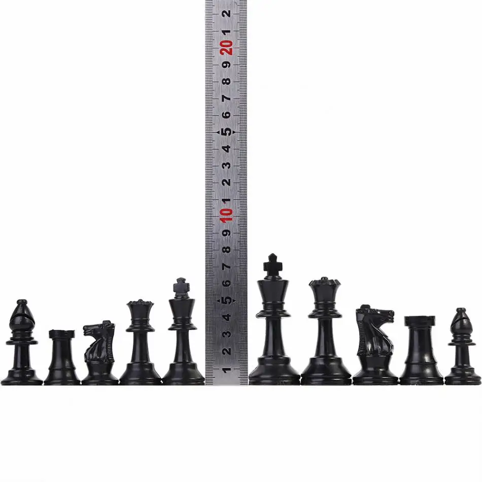Chess Pieces 32 Pcs International Chess Chessmen Set 64/77MM White and Black World Chess Game Complete Plastic Chessmen Kits