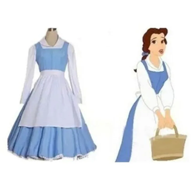 2022 Costumi Di Halloween Plus Size Adult Girl Women Party Beauty And The Beast Belle Blue Maid Dress Costume Cosplay Taglia S-2Xl