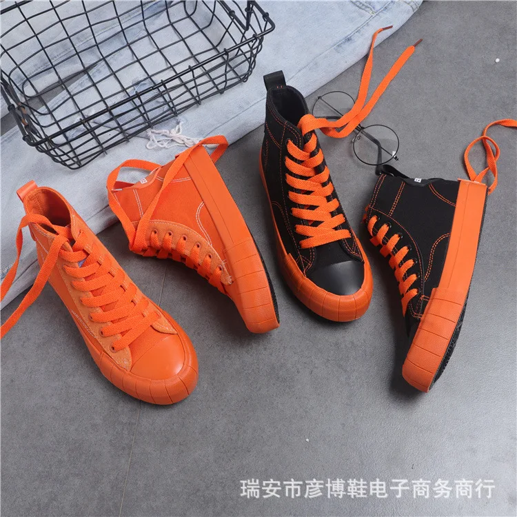 

2019 Girls High Help Star Hip-hop Canvas Small White Ladies Shoes Student Movement Skate Shoes Sneakers Women