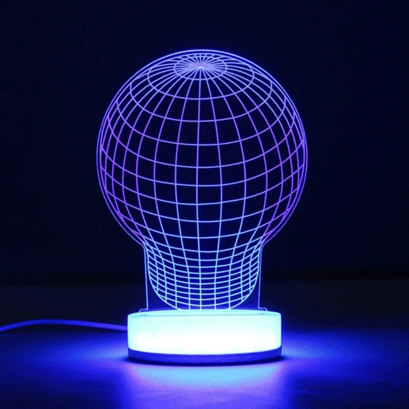3D Illusion USB LED Night Light 7 Color Changing Desk Table Lamp Xmas Gift
