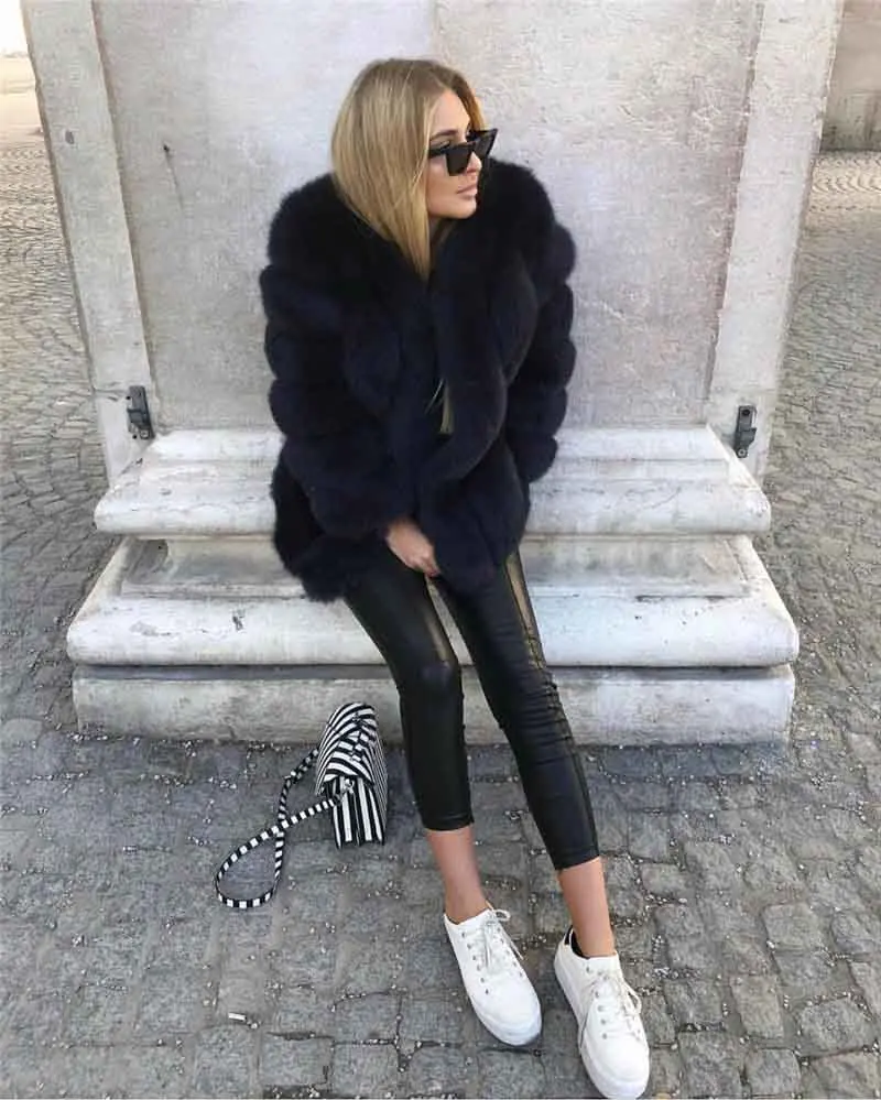 New Autumn Winter Fur Coat Women Clothes High Quality faux fox Fur overcoat Plus Size Thicken Warm Long Coats Female