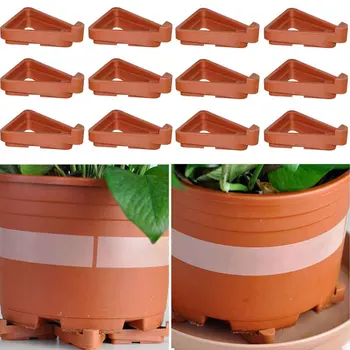 

12pcs Garden Flower Plant Pot Feet Stand Triangle Display Supports Toes Lifters Bonsai Non Slip Indoor Outdoor Invisible Risers