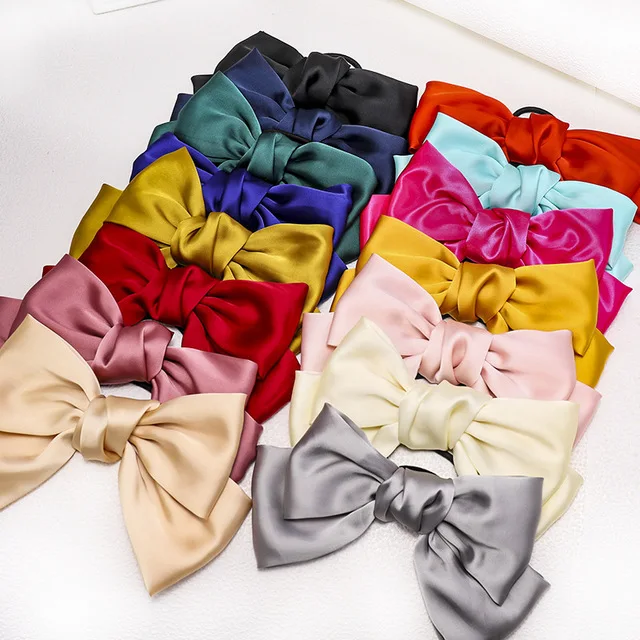 2 шт./ модный бантик для волос elactic hair band Мягкий Шифоновый бантик держатель для женщин девушек атласные трендовые женские аксессуары для волос - Цвет: Многоцветный