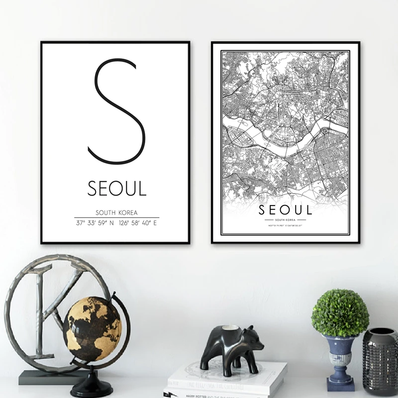 Seoul-Coordinates-Korea-City-Map-Prints-Black-and-White-Travel-Poster-Korean-Modern-Wall-Art-Pictures (3)