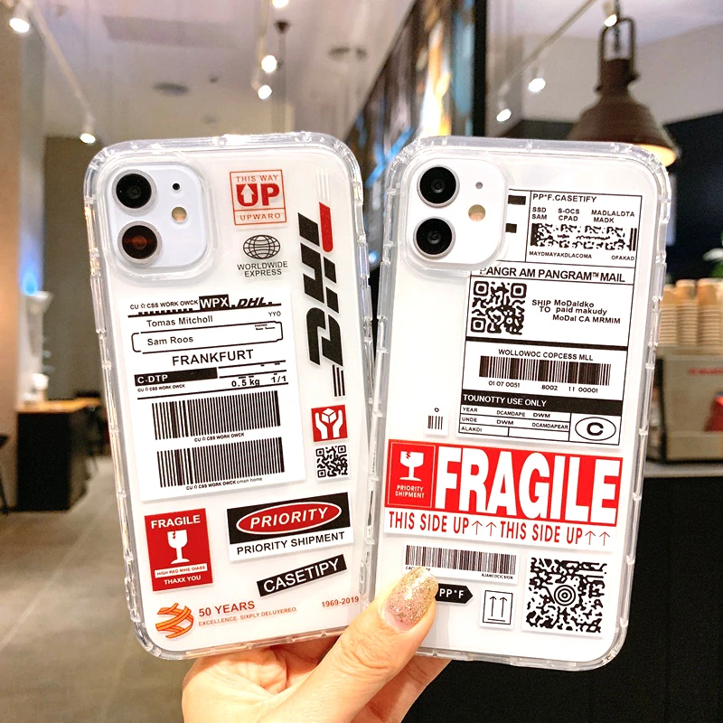 INS Hot DHL Express Label Shockproof Transparent Silicone Case For iphone 11 Pro Max X XS XR 6 6S 7 8 Plus Soft Phone Back Cover INS Hot DHL Express Label Shockproof Transparent Silicone Case For iphone 11 Pro Max X XS XR 6 6S 7 8 Plus Soft Phone Back Cover