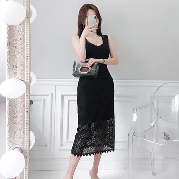 

New two-piece han edition cultivate one's temperament, summer wear long hollow out hip dress lace bag