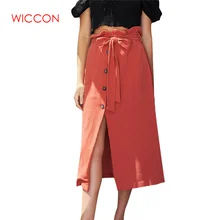 Летняя юбка-бутон, Женская однобортная юбка с высокой талией, юбка с разрезом, сексуальная уличная одежда, Faldas Saia