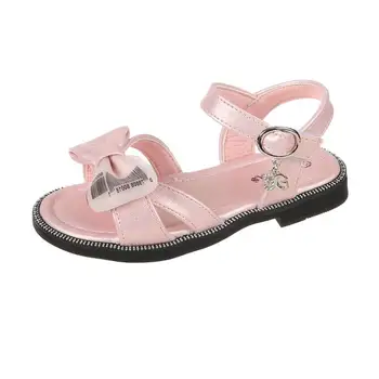 

New Girls Shoes Flat Heel Sandals Kids Girls Spring Summer Little Kids Shoes Princess Dress Bow Fashion Shoes Teenage Girls