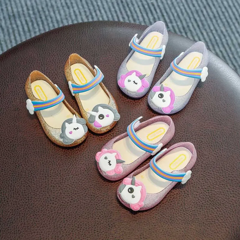 Infantil Baby Girls Unicorn Shoes Girls Kids Sandals Boys Slippers For Kids LED Flashing Light Powder Shoes Children Jelly Shoes