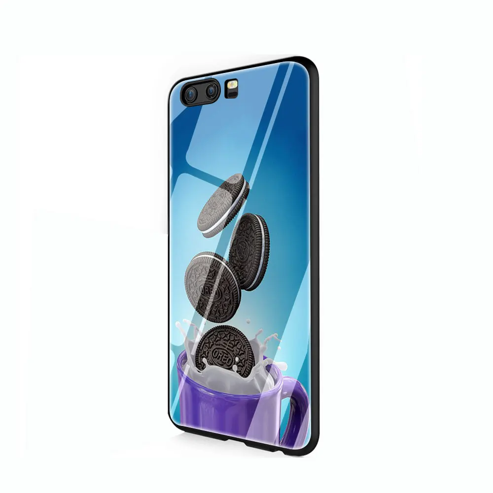 EWAU еда Oreo Закаленное стекло чехол для телефона huawei mate P 10 20 30 Lite Pro Y9 Honor 8X 7A