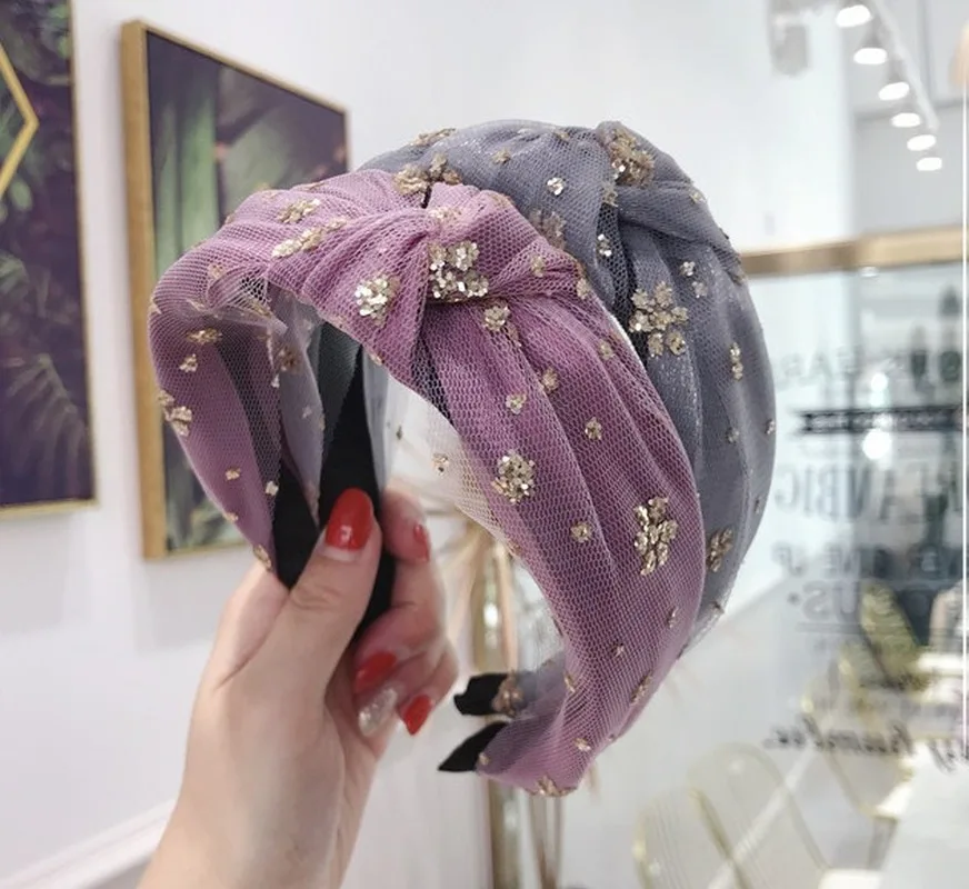 

Korean New Hair Accessories Sequin Hot Drilling Knot Hair Bands Large Rims Headband Women Hairband Headdress