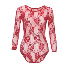 Flower Lace Sheer Women Jumpsuits Sexy O-Neck Long Sleeve Solid Stretch Leotard Bottoming monos de fiesta 2020 New Drop Shipping