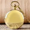 Full Gold Color Skeleton Smooth Pocket Watch Hand Wind Mechanical Roman Numerals FOB Watches Men Double Open Clock for men Women ► Photo 2/6