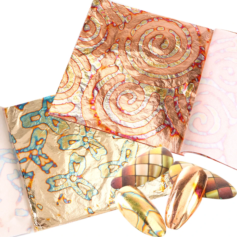 1 шт. позолоченные медные наклейки для ногтей Цветные Металлические Блестящие