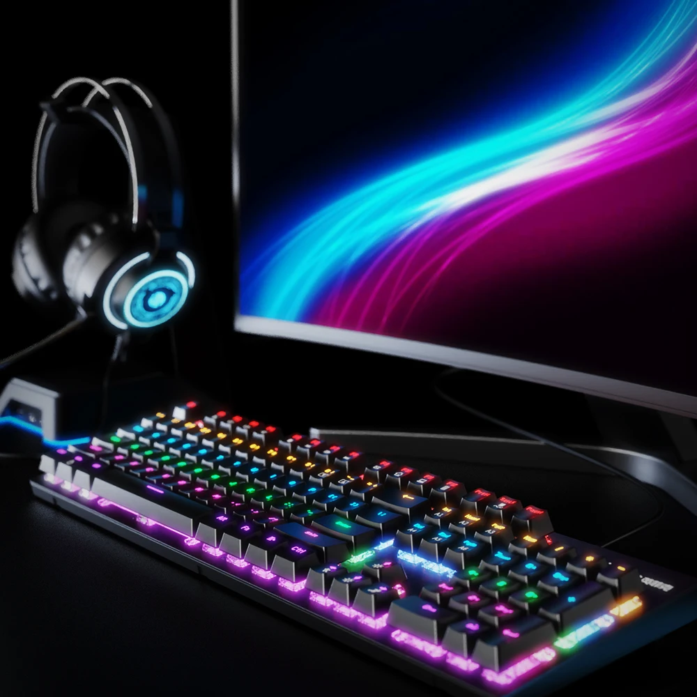 Механическая клавиатура профессиональная Проводная игровая RGB смешивать с