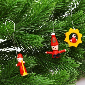 

48pcs Wooden Small Chic Party Prop Hanging Puppet Xmas Hanging Pendant for Party Christmas Tree Home