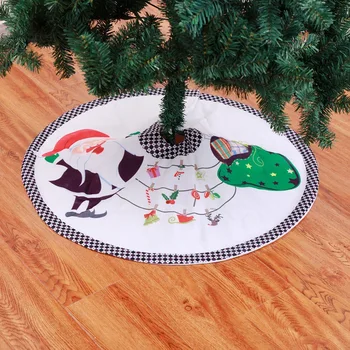

90cm Plush Christmas Tree Skirts Cloth Base Floor Mat Cover Xmas Party Decoration Floor Mat Cover Ornaments Slipcover Decor