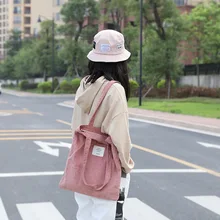 Вельветовая сумка женская новая стильная Корейская Студенческая универсальная Холщовая Сумка женская хипстерская художественная сумка на плечо W