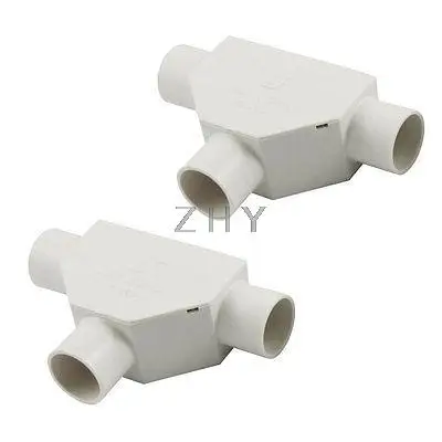 

2 Pcs White PVC Three Way Tee Type Wire Pipe Connector