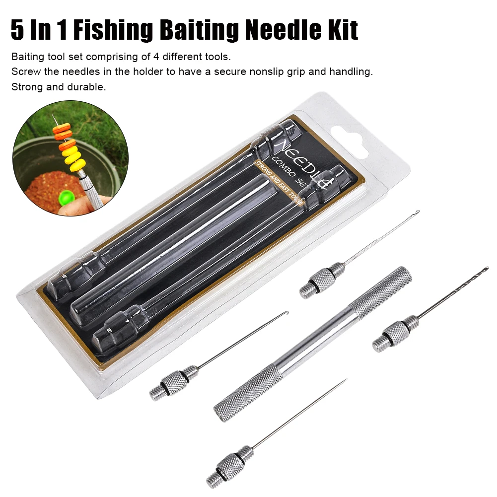 5 in1 Drill Carp Strong Fishing Rigging Needle Kit Tool Set Bait Stringer Needle