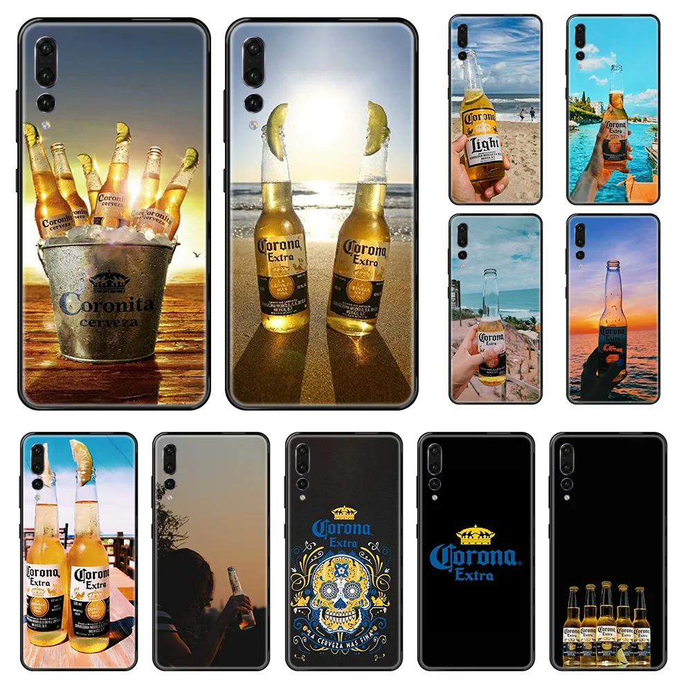 

Corona Beer tpu luxury Etui shell black Phone case For Huawei P 8 10 20 30 Smart Plus 2019 Z Lite Pro 2017 2019