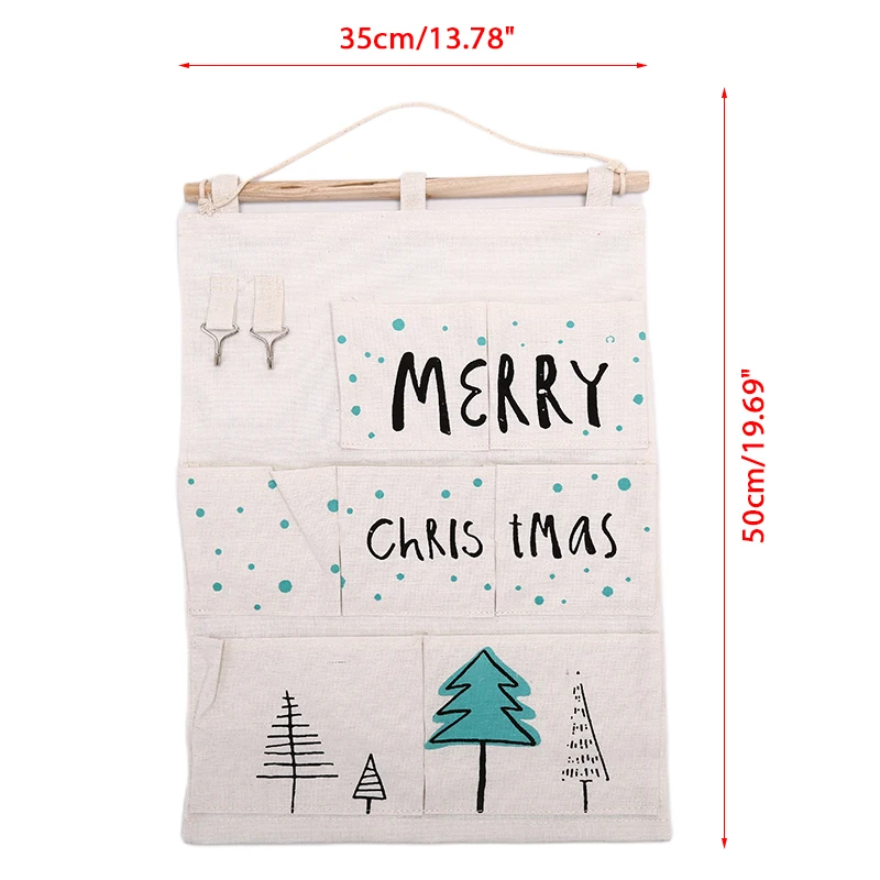 Christmas Tree Non-woven Fabric Hanging Door Bag Storage Pouch Xmas Party Decor