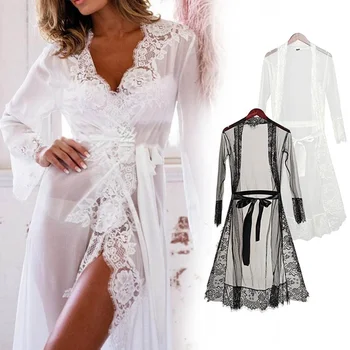 

Lace Robe Sleepwear Dressing Gowns For Women Femme Robe Maxi Sexy Nightgowns Maxi Lace Sexy Sleepwear Long Bathrobe Gown