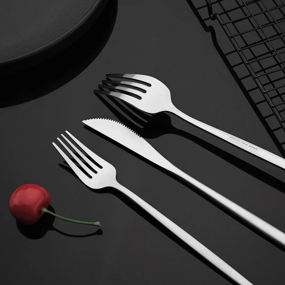 Stainless Steel Cutlery Set Western Style Picnic Camping Tableware Dining Knife Spoon Fork Salad Fork Set