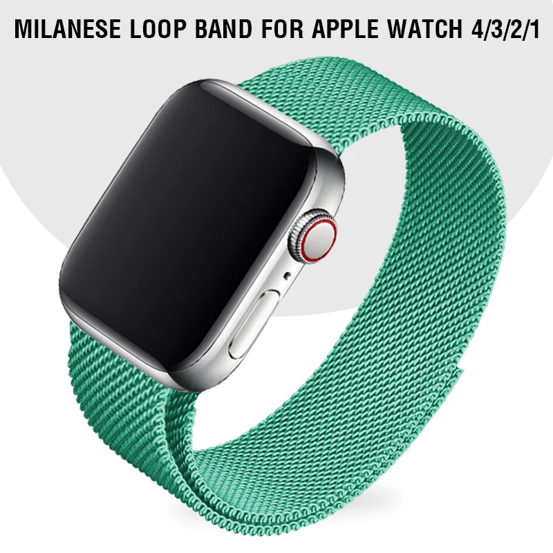 Для Apple Watch Series 3 42 мм ремешок бирюзовый зеленый браслет Миланская петля ремешок для Apple Watch Series 5 40 мм ремешок 44 мм