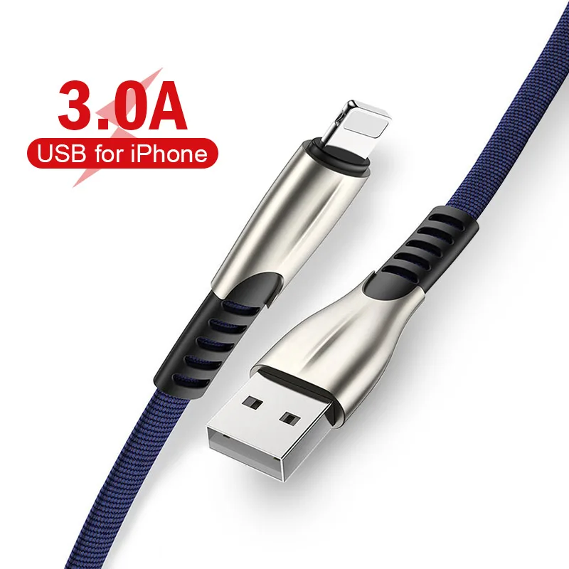 

3.0A USB Lighting Cable For iPhone X 7 Quick Charge Charging Cable For iPhone 8 7 6 Plus 5 SE USB Charger Data Sync Cable Cord