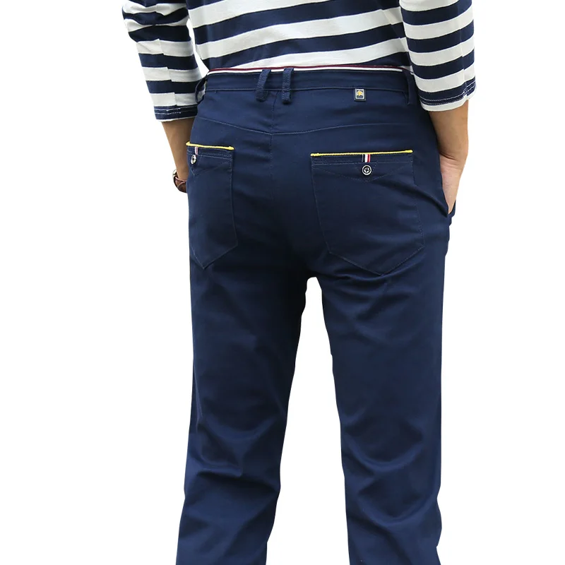 Красивые мужские брюки Vogue весна лето осень Поп Мода Бизнес твердые тонкие прямые мужские повседневные брюки 111% хлопок мужские брюки - Цвет: dark blue