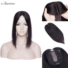Aliexpress - S-noilite 10x12cm Hair Toppers 2.5x9cm Silk Base Human Hair Wigs For Women Machine Remy Hair Piece Clip In Hair Extensions Black