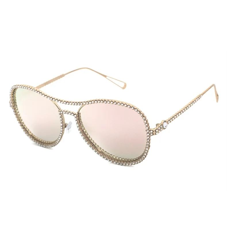 SUMONDY Upscale Rhinestone Glasses Frame Women Imitation Pearl Plain Glass Spectacles Lady's Trendsetter Fashion Sunglasses UF64