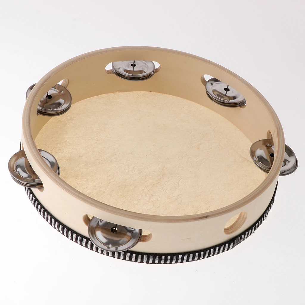Tambourine for Kids & Children 8 inch Hand Held Drum Bell Wood Percussion Gift Musical Educational Instrument